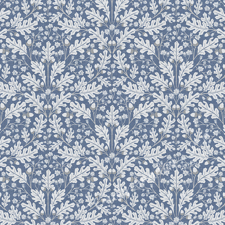 Small Scale Heritage Oak & Acorn Ogee Linen peel and stick wallpaper pattern swatch